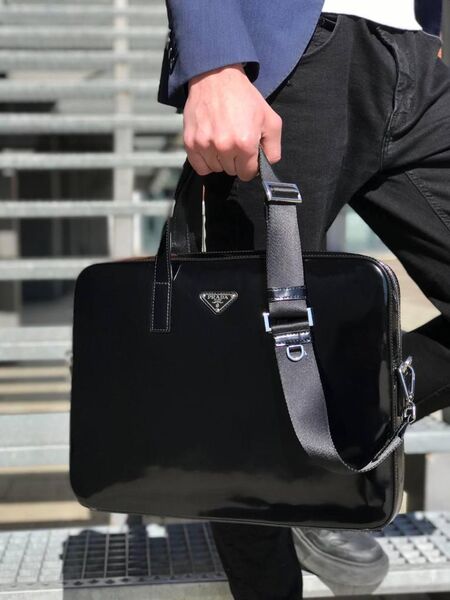 Мужской портфель Prada мужской кожа черный 77853-4
