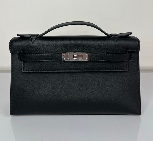 Сумка Hermèskelly 20 Pochette женский кожа черный 138053