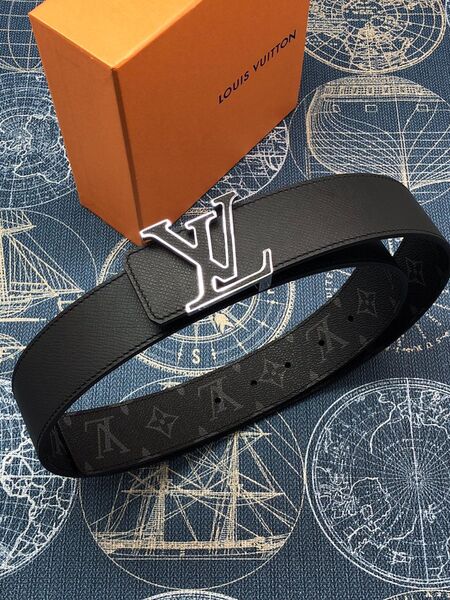 Мужской ремень Louis Vuitton мужской кожа черный 52930-3