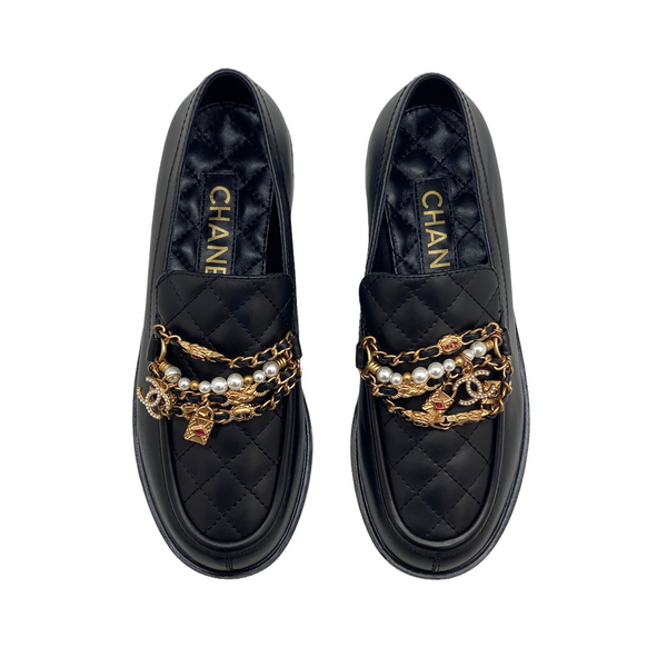 Лоферы Chanel женский кожа черный 39928-2