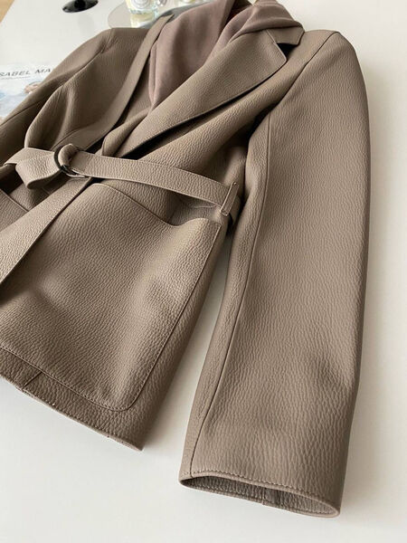 Куртка Hermès женский кожа бежевый 160180-8