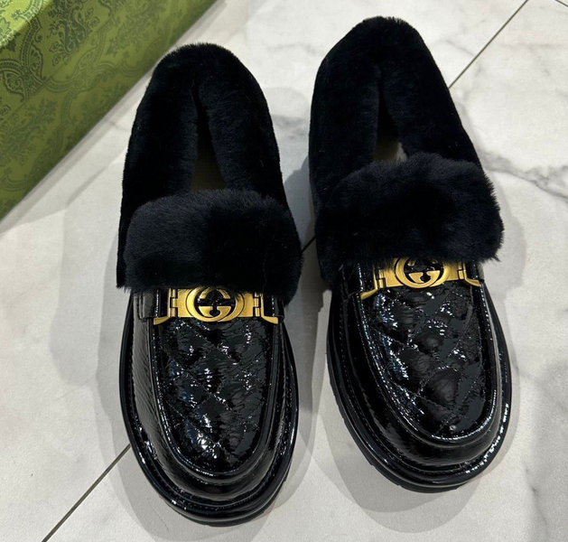 Лоферы Gucci женский кожа черный 92685