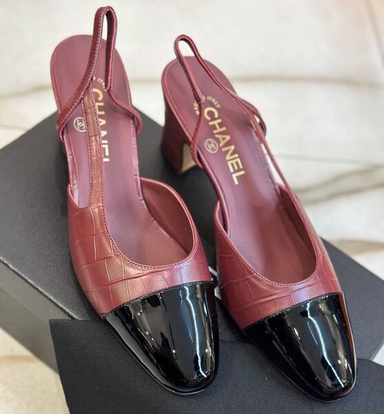 Туфли Chanel женский кожа бордовый 124624