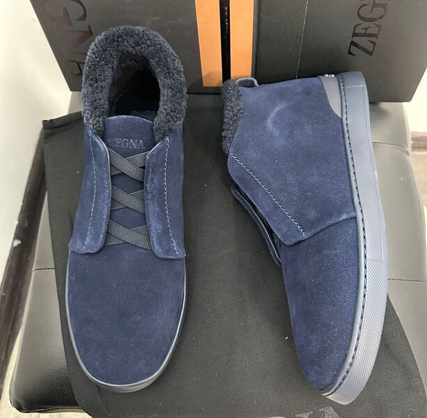 Мужские ботинки Zegna мужской замша синий 168187