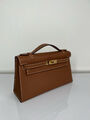 Сумка Hermèskelly 20 Pochette женский кожа бежевый 138059-2