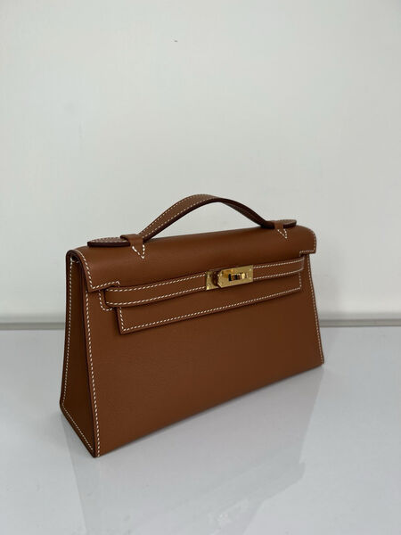 Сумка Hermèskelly 20 Pochette женский кожа бежевый 138059-2