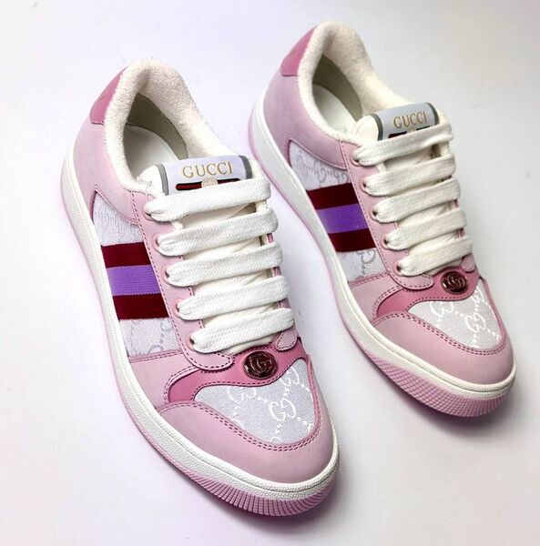 Кеды Gucci женский кожа розовый 136014