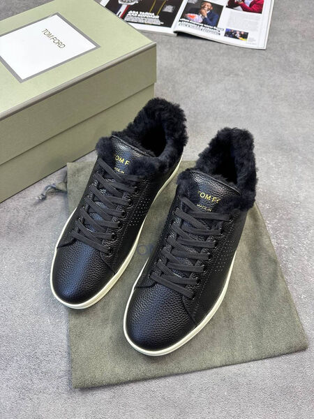 Мужские кеды Tom Ford мужской кожа черный 202407-2