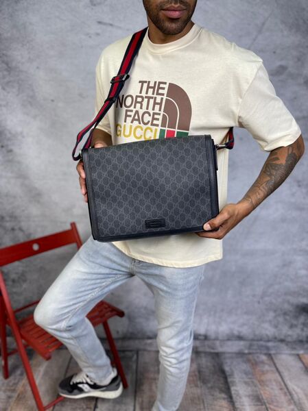 Мужская сумка мессенджер Gucci мужской текстиль синий 42761-2