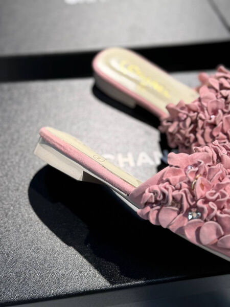 Шлепки Chanel женский замша розовый 185904-3