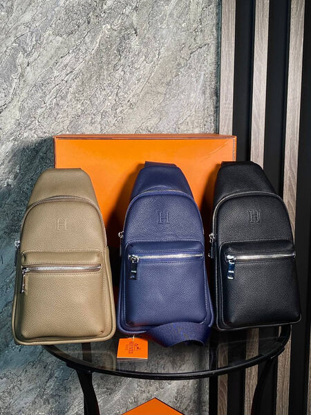 Мужская сумка слинг Hermès мужской кожа синий 144449-7