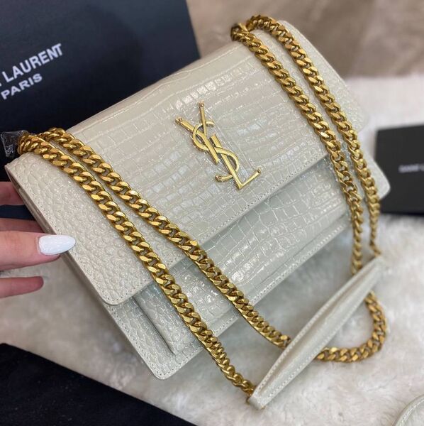 Сумка Saint Laurent Sunset Medium женский кожа белый 97020