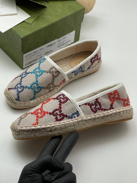 Эспадрильи Gucci женский текстиль бежевый 91376-2