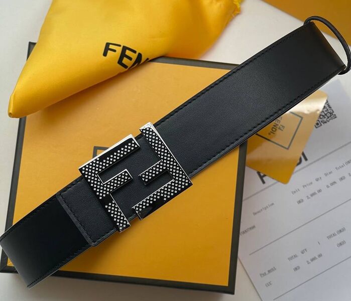 Мужской ремень Fendi мужской кожа черный 176176
