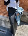 Юбка Saint Laurent женский кожа черный 201605