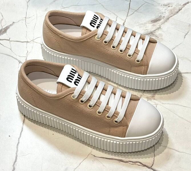 Кеды Miu Miu женский текстиль бежевый 149496