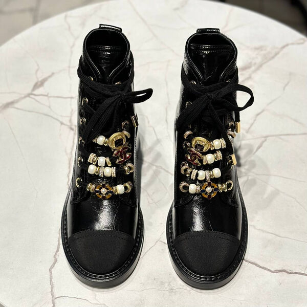Ботинки Chanel женский кожа черный 159619-3
