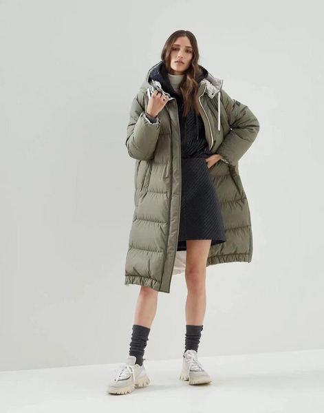 Пуховик Brunello Cucinelli женский болотный 62332-5
