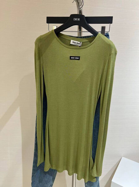 Лонгслив Miu Miu женский болотный 137849