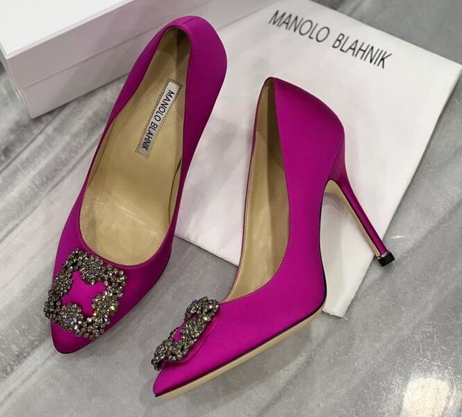 Туфли Manolo Blahnik женский сатин винный 122510