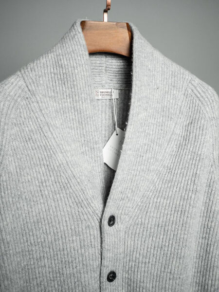 Мужской кардиган Brunello Cucinelli мужской вязаная ткань графитовый 162960-3