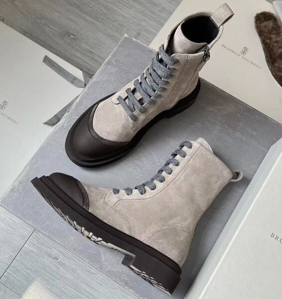 Ботинки Brunello Cucinelli женский замша графитовый 124102