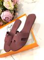 Шлепки Hermès женский бордовый 89323-3