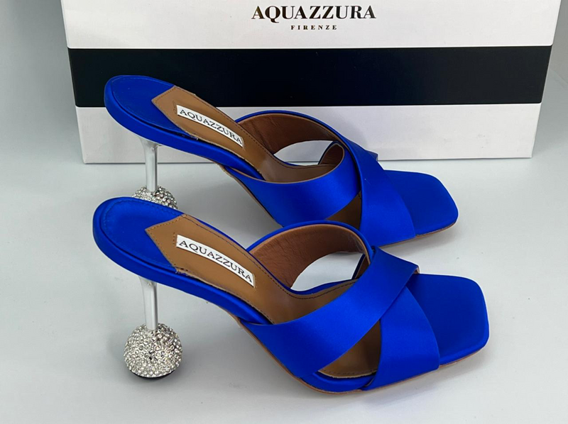 Босоножки Aquazzura женский ткань синий 11795-6