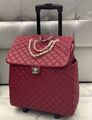 Чемодан Chanel женский нейлон бордовый 116420
