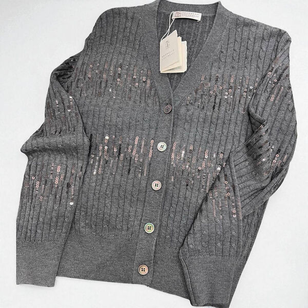 Кардиган Brunello Cucinelli женский вязаная ткань графитовый 197384