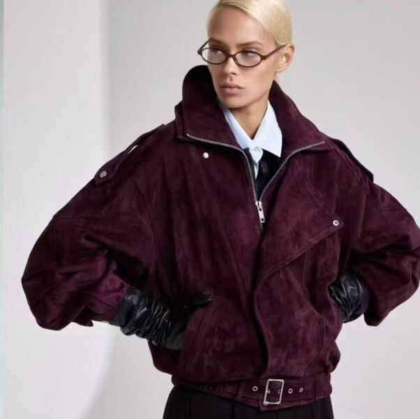 Куртка Saint Laurent женский замша бордовый 180476-6