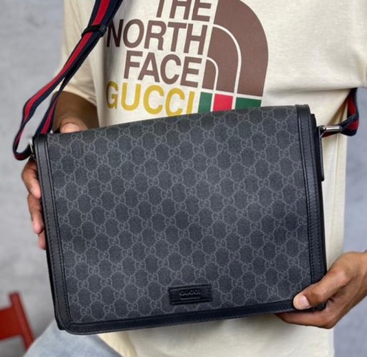 Мужская сумка мессенджер Gucci мужской текстиль синий 42761
