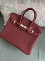 Сумка Hermès Birkin 25 женский кожа бордовый 139361-4