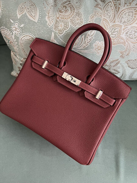 Сумка Hermès Birkin 25 женский кожа бордовый 139361-4