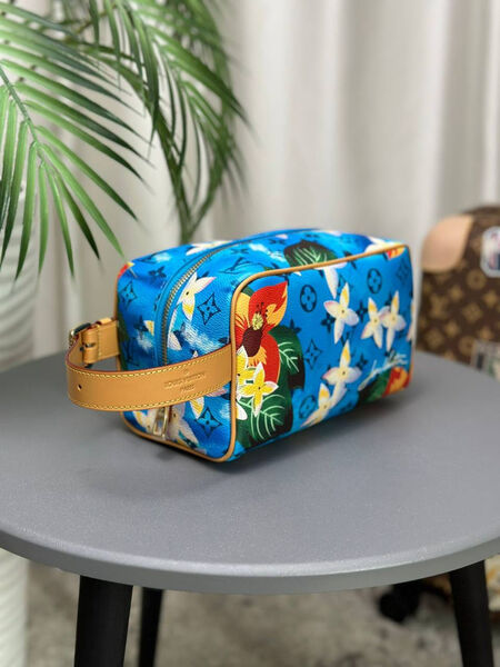 Несессер косметичка Louis Vuitton женский кожа синий 156013-2