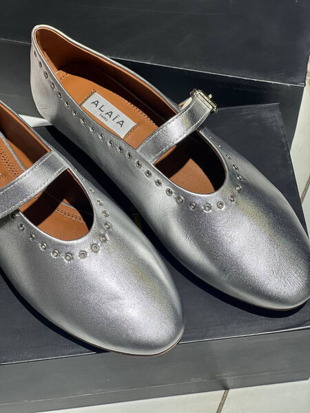 Балетки Alaïa женский кожа графитовый 138399-4