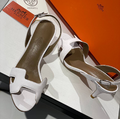 Босоножки Hermès женский кожа swift белый 12278