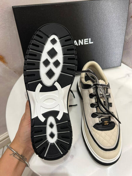 Кроссовки Chanel женский кожа бежевый 180664-3