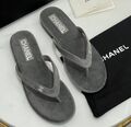 Шлепки Chanel женский велюр графитовый 149656