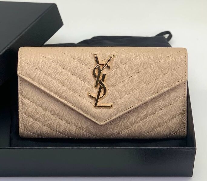 Кошелек Saint Laurent женский кожа swift темно-бежевый 149773