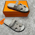 Мужские шлепки Hermès мужской замша графитовый 115595-3