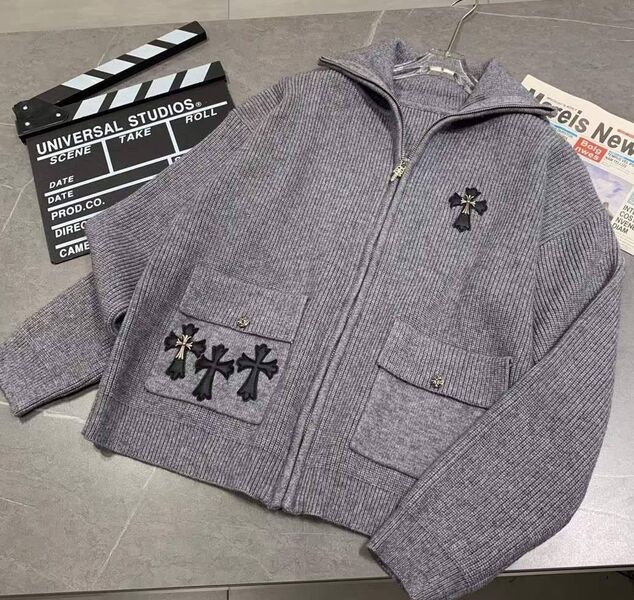 Кофта Chrome Hearts женский вязаная ткань графитовый 132677