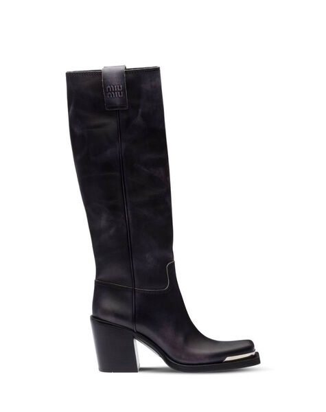 Сапоги Miu Miu женский кожа черный 127056-6