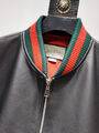 Мужской бомбер Gucci мужской кожа черный 161660-7