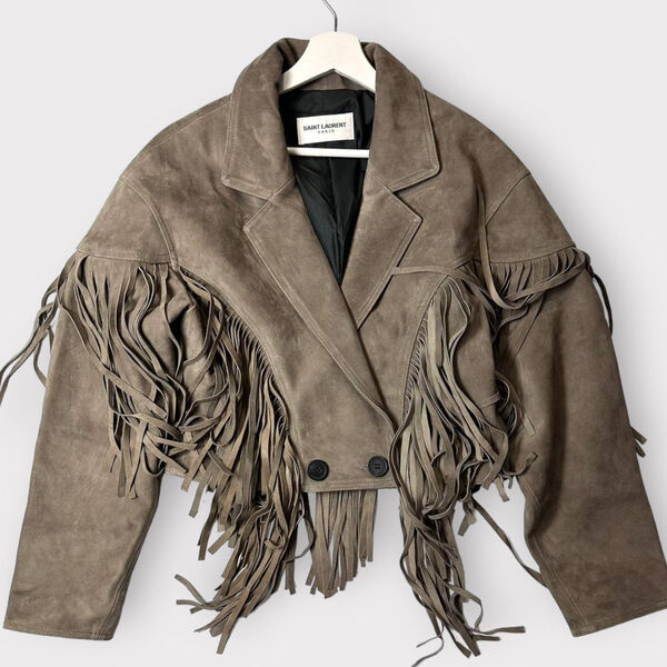 Куртка Saint Laurent женский замша бежевый 159641