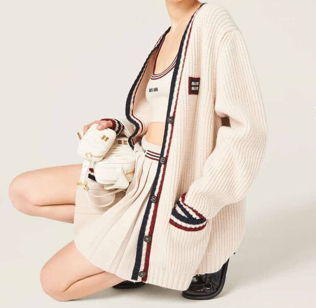 Кардиган Miu Miu женский вязаная ткань бежевый 137304-2