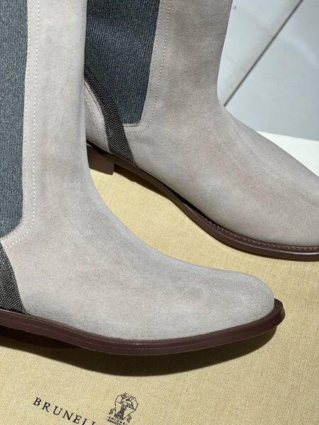 Ботинки Brunello Cucinelli женский замша графитовый 128256-4