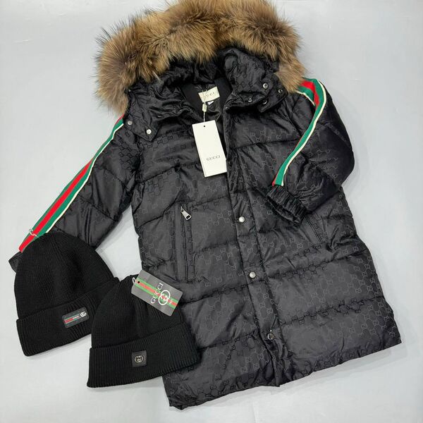 Детский пуховик Gucci черный,белый 177445