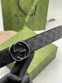Мужской ремень Gucci мужской канва черный 122048-4