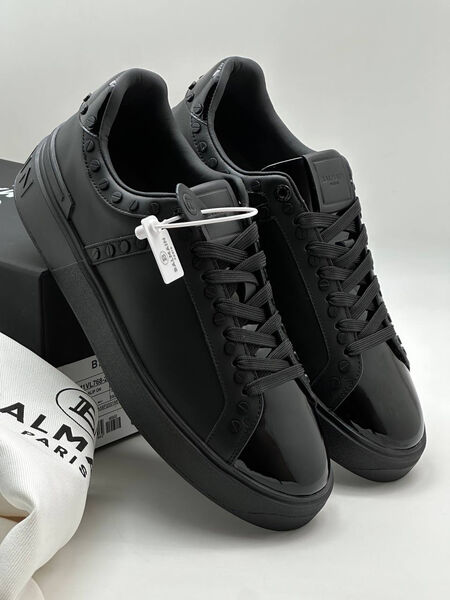 Мужские кеды Balmain мужской кожа черный 131229-3